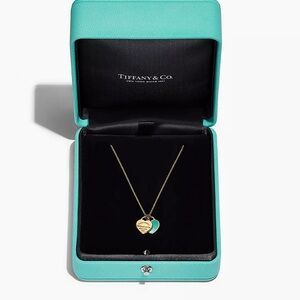 18K Gold Mini Double Heart Tag Pendant Necklace